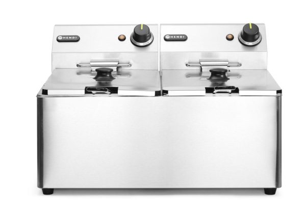 Fritadeira Kitchen Line - 2x 8L, HENDI, Kitchen Line, 16L, 230V/7000W, 542x430x(H)351mm