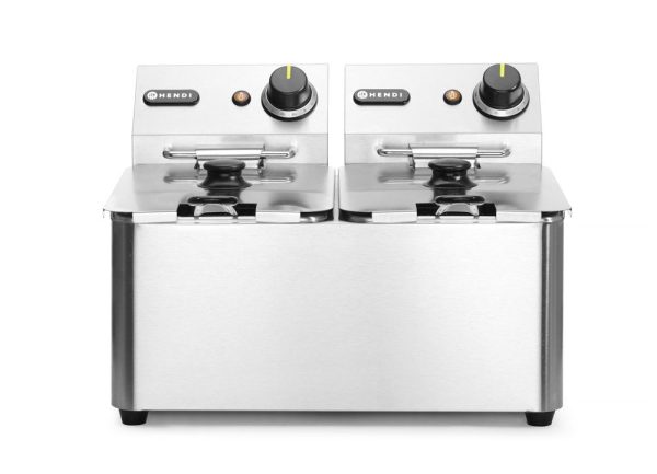 Fritadeira Kitchen Line - 2x4L, HENDI, Kitchen Line, 8L, 230V/6000W, 470x380x(H)315mm