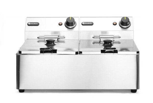 Fritadeira Kitchen Line - 2x 6L, HENDI, Kitchen Line, 12L, 230V/6600W, 550x430x(H)305mm