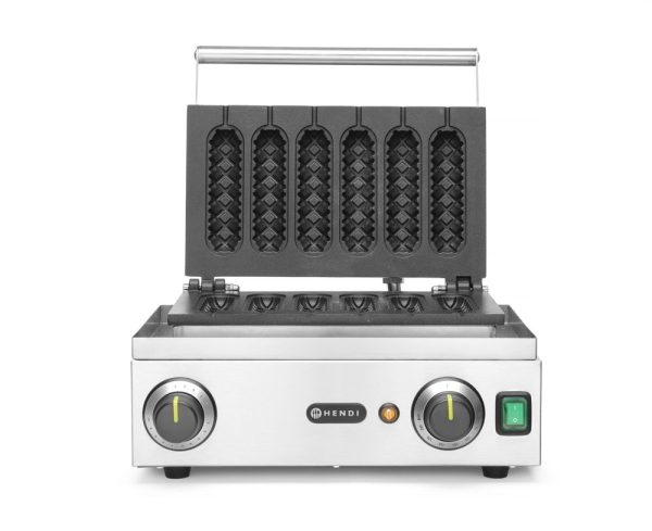 Máquina de fazer waffles em formato „Corn dog”, HENDI, 230V/1550W, 390x378x(H)229mm