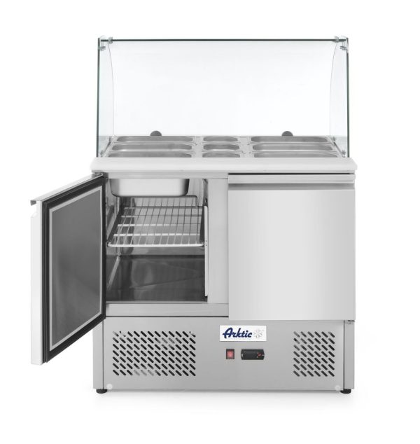 Bancada frigorífica para ingredientes de duas portas com expositor em vidro 300 L, Arktic, 230V/310W, 912x702x(H)1330mm