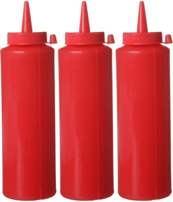 Conjunto de garrafas dispensadoras - 3 unidades, HENDI, 0,2L, Vermelho, 3 pcs., ø50x(H)185mm