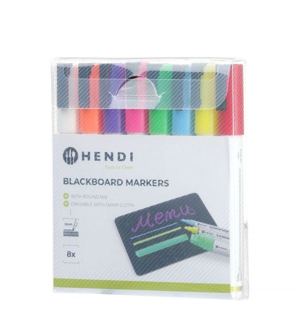 Marcadores para quadro preto 3 mm, HENDI, Marcadores: 1 branco, 1 vermelho, 1 azul, 1 verde, 1 amarelo, 1 roxo, 1 laranja e 1 rosa - Image 2