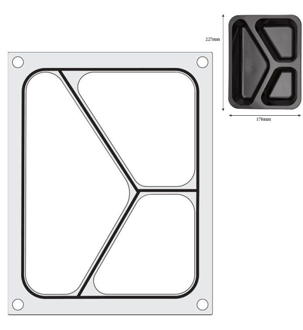 Tabuleiro para seladora térmica matrix, HENDI, para um tabuleiro (227x178 mm) com três compartimentos - Image 3