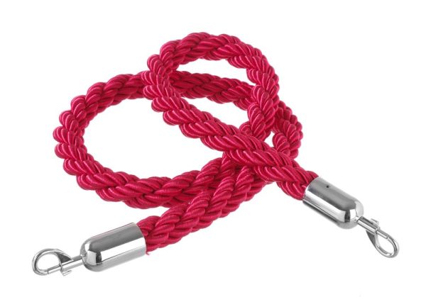 Cordas para barreira, HENDI, vermelho com gancho polido, Vermelho, (L)1500mm