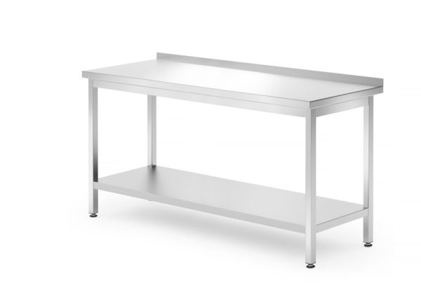 Mesa de trabalho de parede com prateleira – aparafusada, profundidade: 700 mm., HENDI, Kitchen Line, 1600x700x(H)850mm