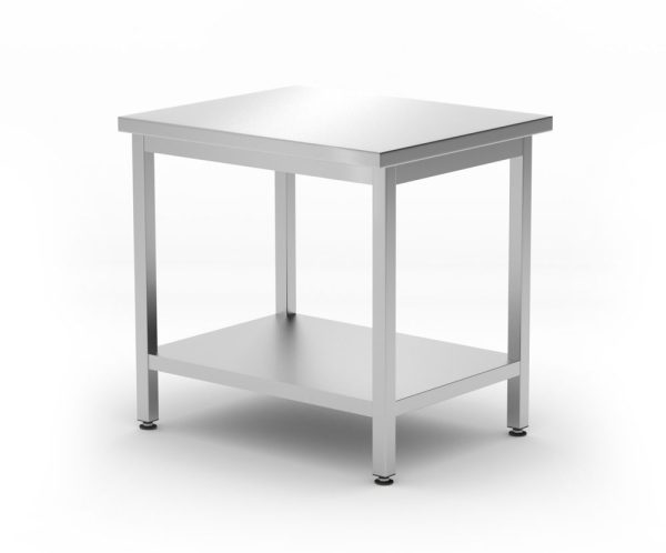 Mesa de trabalho central com prateleria Budget Line- aparafusada, profundidade: 600mm, HENDI, Budget Line, 800x600x(H)850mm