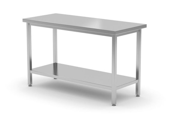 Mesa de trabalho central com prateleria Budget Line- aparafusada, profundidade: 600mm, HENDI, Budget Line, 1000x600x(H)850mm