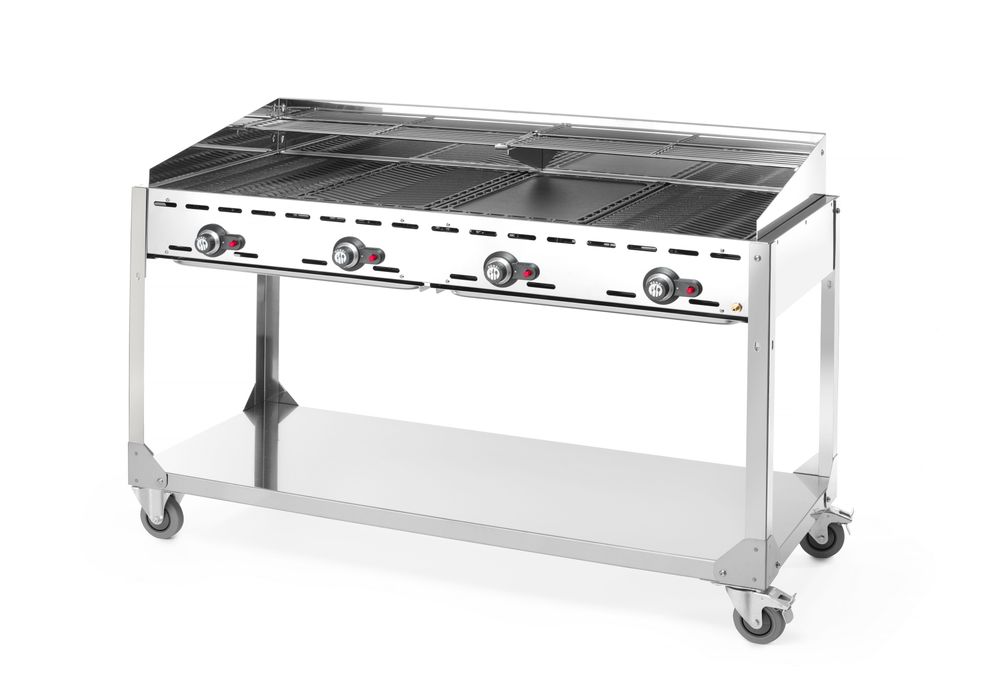 Green Fire com 4 bicos de gás, Profi Line, sobre base com rodas, Cinzento-claro, 22kW, 1400x612x(H)825mm - Image 3