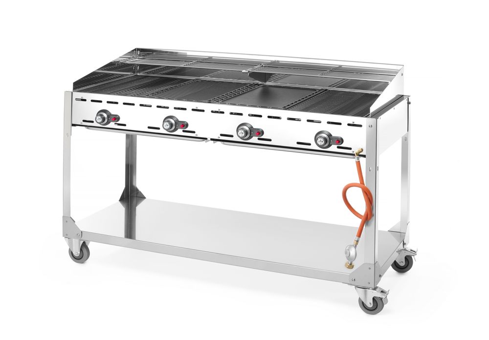 Green Fire com 4 bicos de gás, Profi Line, sobre base com rodas, Cinzento-claro, 22kW, 1400x612x(H)825mm - Image 4