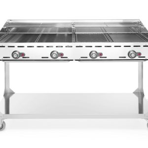 Green Fire com 4 bicos de gás, Profi Line, sobre base com rodas, Cinzento-claro, 22kW, 1400x612x(H)825mm