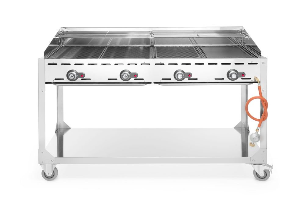 Green Fire com 4 bicos de gás, Profi Line, sobre base com rodas, Cinzento-claro, 22kW, 1400x612x(H)825mm - Image 2