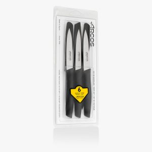 Arcos Conjunto de facas para legumes e descascar 100 mm - Série Nova - Preto