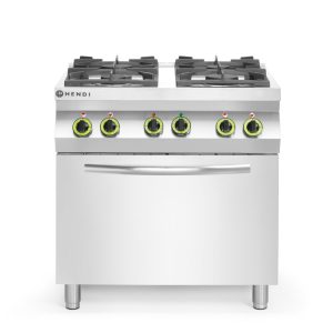 Fogão a gás com 4 bicos e forno de convecção GN 1/1, Kitchen Line, 230V/3000W, 19kW, 800x722x(H)900mm