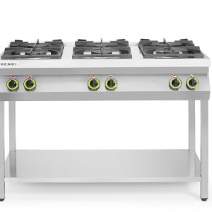 Fogão a gás com 6 bicos e base aberta, Kitchen Line, 28,5kW, 1200x700x(H)900mm