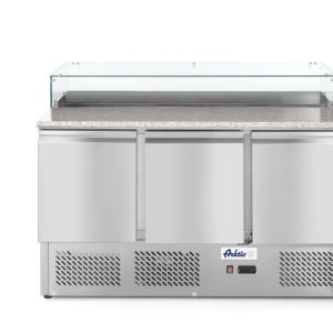 Bancada frigorífica para preparação de pizas com três portas 380 L, Arktic, 254L, 230V/310W, 700x1365x(H)1120mm