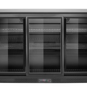 Frigorífico para bar com três portas deslizantes, Arktic, 254L, Preto, 230V/160W, 520x1350x(H)870mm