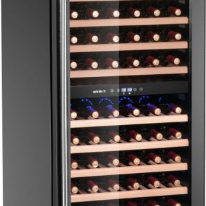 Frigorífico para vinho, 2 zonas, 131 garrafas, Arktic, Preto, 697x595x(H)1756mm