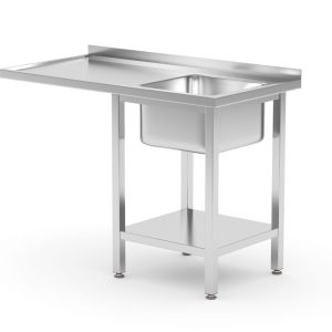 Mesa com lavatório, com espaço para máquina de lavar loiça e prateleira, Direita, 1200x700x(H)850mm