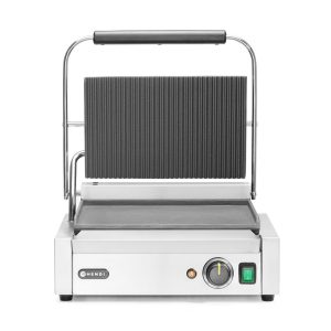 Grelha de contacto Panini, parte superior canelada e fundo liso, 230V/2200W, 430x375x(H)216mm