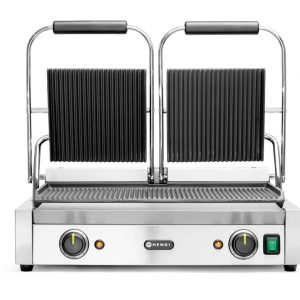 Grelha de contacto - versão dupla, fundo e parte superior canelados, 230V/3600W, 570x375x(H)216mm