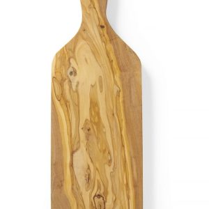 Tábua de servir, madeira de oliveira, retangular, com pega, 400x140x(H)18mm