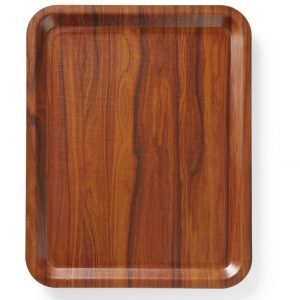 Tabuleiro de servir, retangular, antiderrapante, laminado, AmerBox, Mogno, 460x360mm