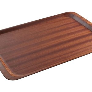 Tabuleiro de servir, retangular, antiderrapante, laminado, AmerBox, Euronorm, Mogno, 370x530mm