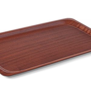Tabuleiro de servir, retangular, antiderrapante, laminado, AmerBox, Mogno, 430x610mm