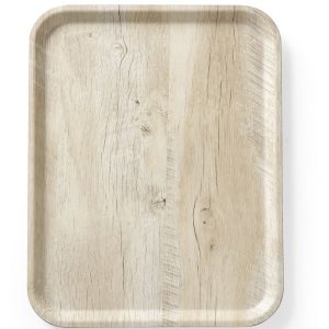 Tabuleiro para servir em melamina com padrão de madeira, AmerBox, Madeira clara, 330x430mm