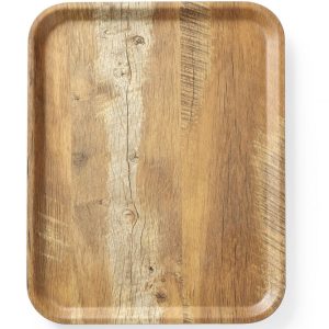 Tabuleiro para servir em melamina com padrão de madeira, AmerBox, Madeira, 330x430mm