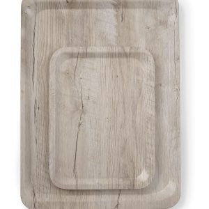 Tabuleiro para servir em melamina com padrão de madeira, AmerBox, Madeira clara, 240x340mm