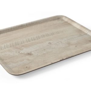 Tabuleiro para servir em melamina com padrão de madeira, AmerBox, Madeira clara, 370x530mm