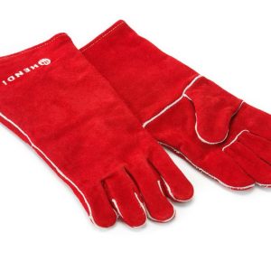 Luvas resistentes ao calor, pele, Vermelho, 2 unid., (L)410mm