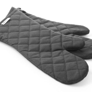 Luvas de forno, algodão com revestimento retardador de chama, Preto, 2 unid., (L)380mm