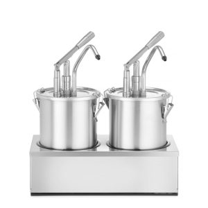 Conjunto de 2 recipientes para molhos em aço inoxidável com dispensador, 9L, 500x235x(H)360mm