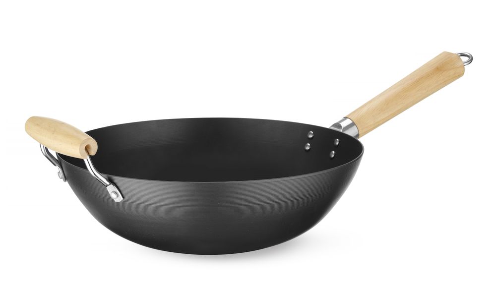 Wok com pega de madeira, ⌀324x565mm
