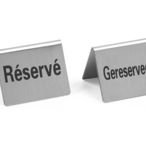Sinal de mesa Reservada, Gereserveerd / Reservé, 4 unid., 50x35x(H)40mm