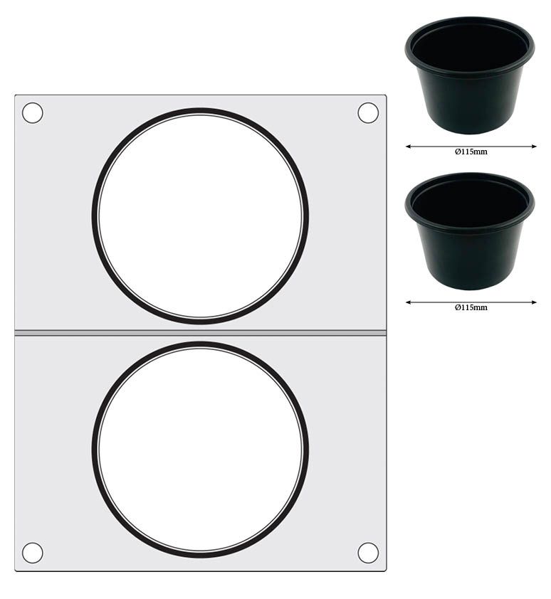 Tabuleiro para seladora térmica matrix, para dois recipientes de sopa ø115 mm - Image 3