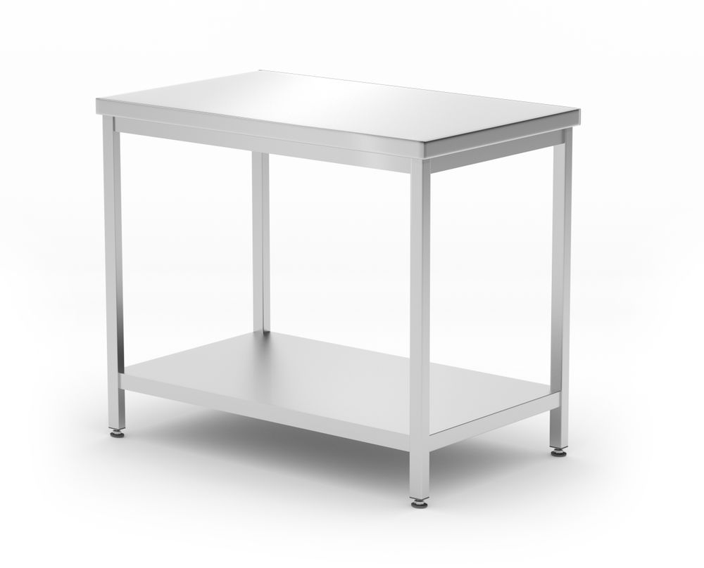 Mesa central com prateleira – aparafusada, profundidade 600 mm, Profi Line, 1000x600x(H)850mm