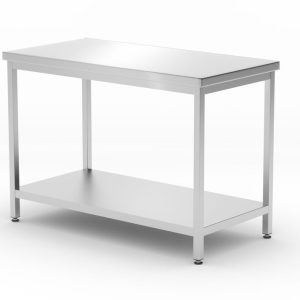 Mesa central com prateleira – aparafusada, profundidade 600 mm, Profi Line, 1200x600x(H)850mm