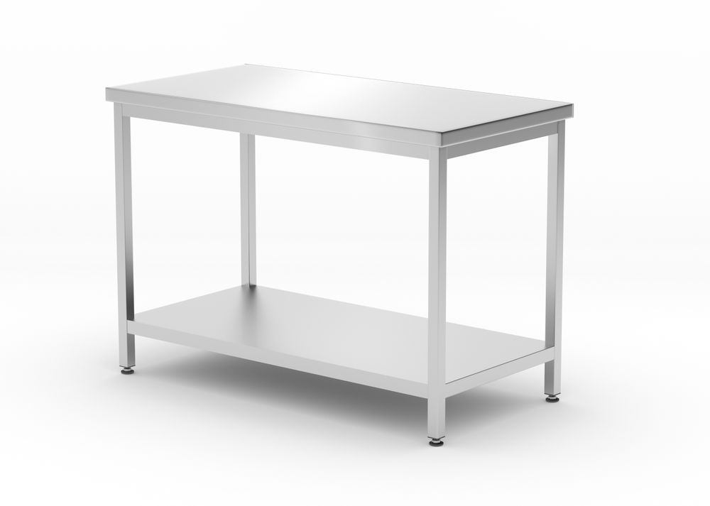 Mesa central com prateleira – aparafusada, profundidade 600 mm, Profi Line, 1200x600x(H)850mm