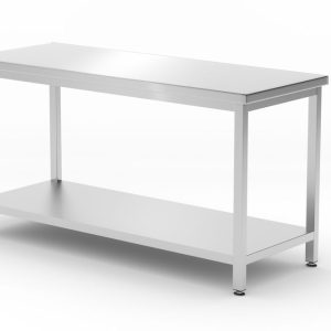 Mesa central com prateleira – aparafusada, profundidade 600 mm, Profi Line, 1600x600x(H)850mm