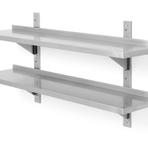 Prateleira dupla de parede, ajustável, com 2 suportes, 1200x300x(H)600mm