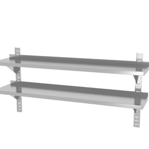 Prateleira dupla de parede, ajustável, com 2 suportes, 1400x300x(H)600mm