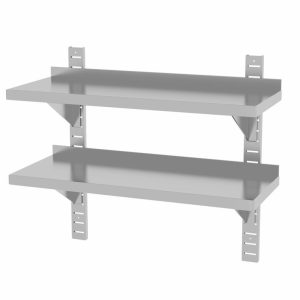 Prateleira dupla de parede, ajustável, com 2 suportes, 800x300x(H)600mm