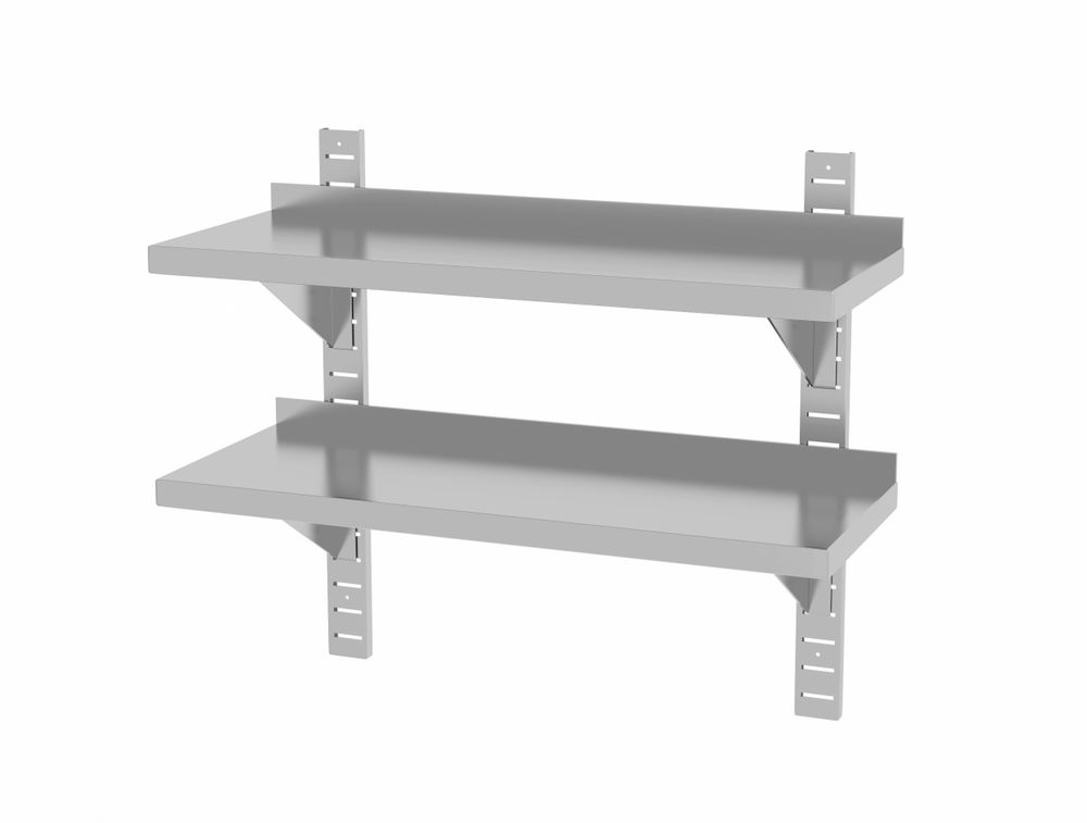 Prateleira dupla de parede, ajustável, com 2 suportes, 800x300x(H)600mm