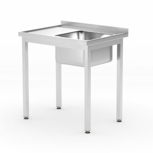 Mesa lava-loiças com prateleira – aparafusada, profundidade 600 mm, Profi Line, Lado direito, 800x600x(H)850mm