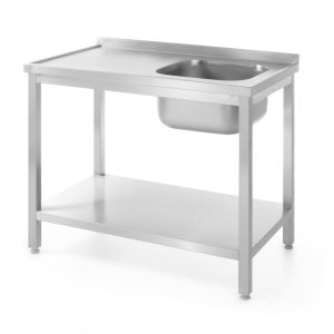 Mesa lava-loiças com prateleira – aparafusada, profundidade 600 mm, Profi Line, Lado direito, 1000x600x(H)850mm
