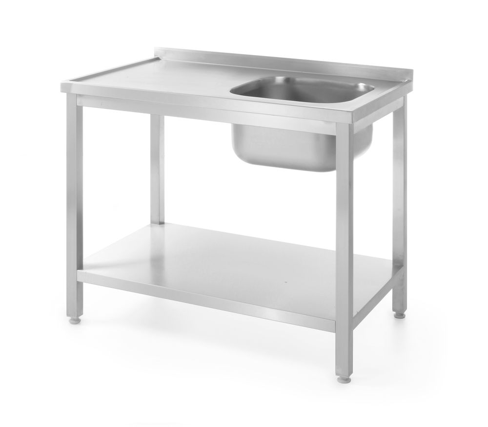 Mesa lava-loiças com prateleira – aparafusada, profundidade 600 mm, Profi Line, Lado direito, 1000x600x(H)850mm